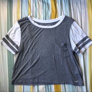 Hollister Two-Tone Easy Tee with Pocket - Grey/White